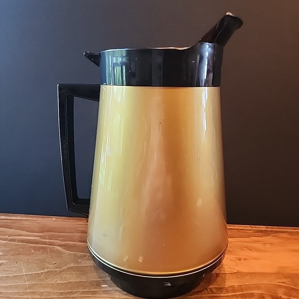 Vintage West Bend Thermo-Serv Black &‎ Gold Insulated Coffee Carafe Pitcher Only